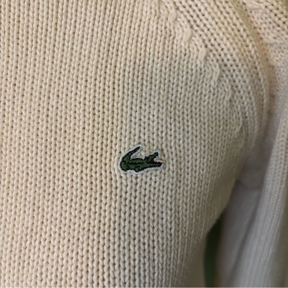 Lacoste Women's Ivory Crew Neck Sweater Needs Repair - Picture 2 of 8